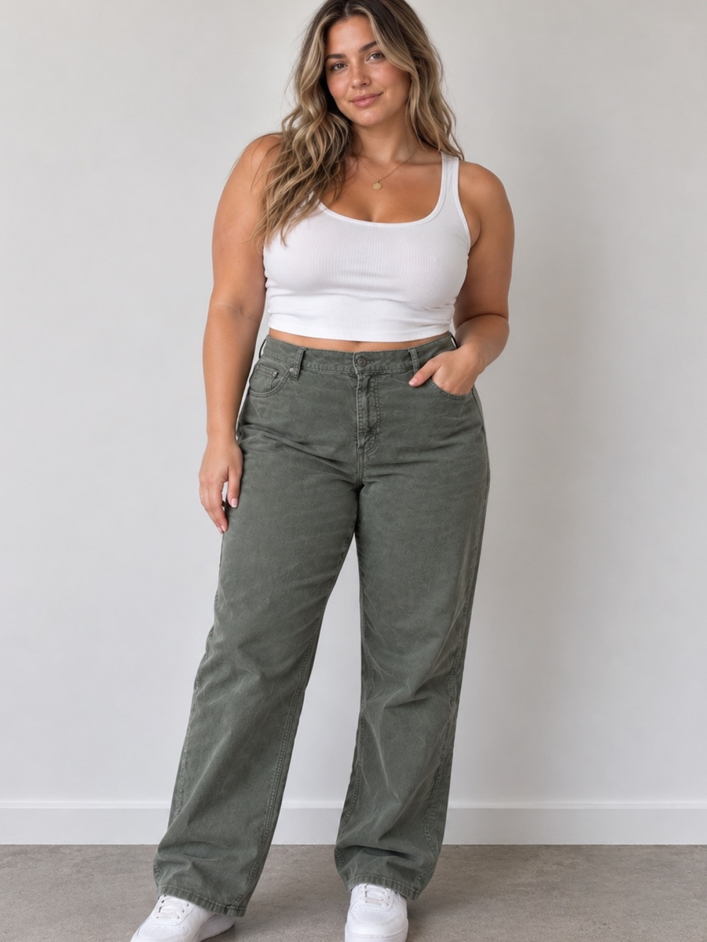 American Eagle Size 18 90s Straight Leg Olive Green Corduroy Pants Y2K Grunge